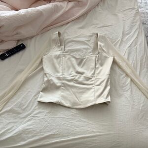 Abercrombie & Fitch Cream Long Sleeve Blouse